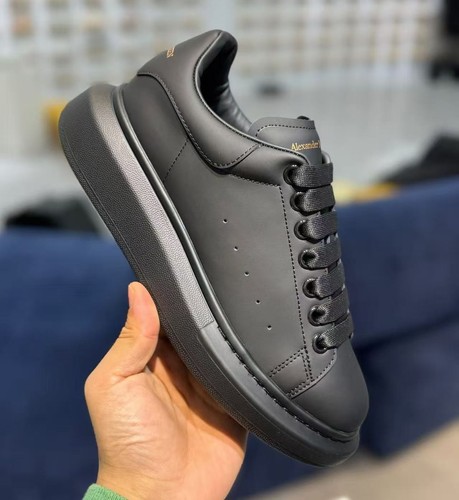 Alexander McQueen Black Leather Sneakers Designer Trainers Unisex