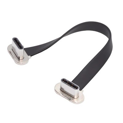 NFHK Cord Dual Angled Ultra Slim Flat USB-C Type C to Small, Silver