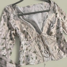 House of CB Clarissa Garden Print Lace Trim Top - Women’s Medium