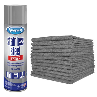 #ad #ad Sprayway Stainless Steel Cleaner amp; Polisher With 12x12 Microfiber Cloths Gray $15.99