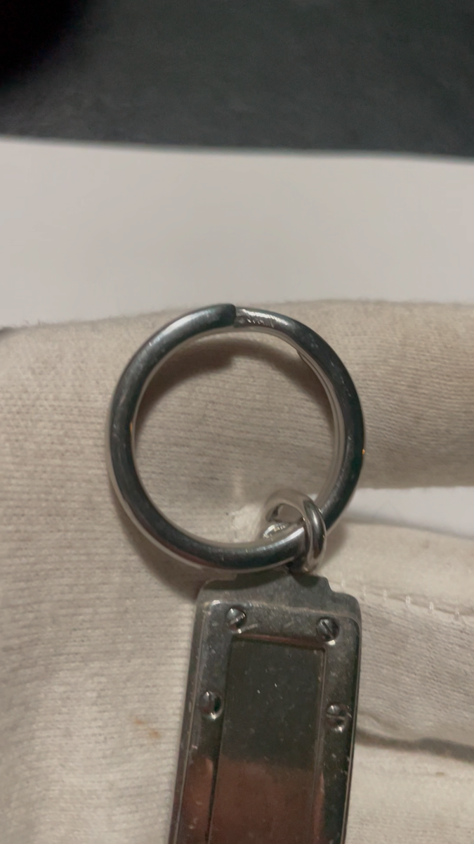 Cartier Santos Key Ring Keychain Silver Logo Charm Metal Vintage