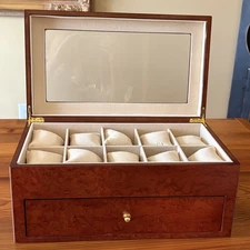 Tech Swiss "Montego" Cherry Matte  Finish XL Watch Box for 20 Watches