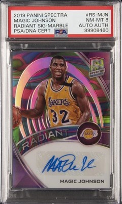 2019 PANINI SPECTRA RADIANT SIGNATURES MAGIC JOHNSON 1/5 PSA 8 AUTO AUTHENTIC