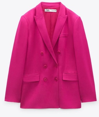 NWT ZARA FLOWY BUTTONED BLAZER IN FUSCIA SZ XS 