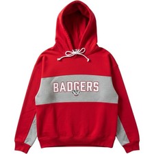 Fanatics Wisconsin Badgers Red Grey Colorblock Hoodie Sweatshirt Womens XL NEW