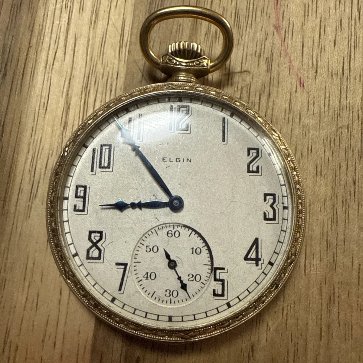 Antique Elgin Gold Pocket Watch. 100+ yrs 10K gold filled Wadsworth Referee case Wadsworth Pilot Watch with Elgin Movement main image 2