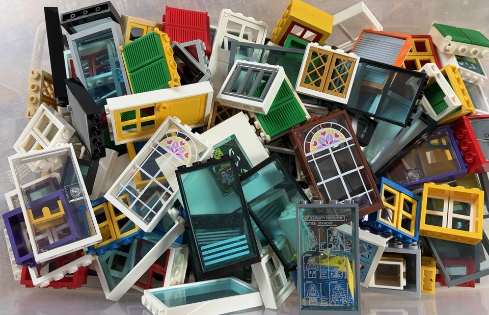 Lego Window Door Lot 2.75+ Lbs Shutters Glass Vintage Modern Home Building - Image 4 of 4