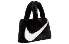 Nike Faux Fur Tote Bag Color Black White Nike Swoosh Dq5804-010