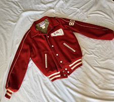 1980 Red Head Cheerleader Award Jacket Varsity Award Jacket
