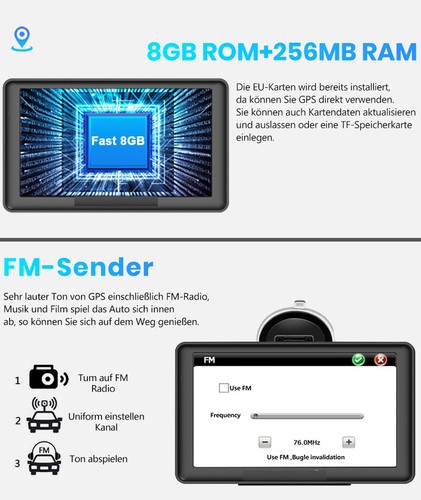 7''GPS Navigationsgerät KFZ LKW PKW Auto Navi Navigation 256 MB RAM 8GB Für Auto - Bild 10 von 12