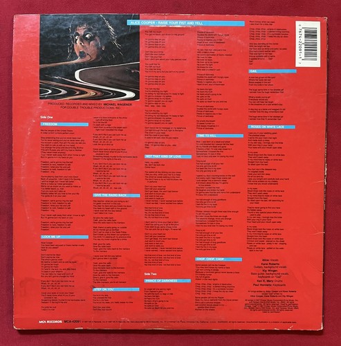 ALICE COOPER~RASIE YOUR FIST AND YELL LP (1989) ORIG PRESS MCA 42091 STEREO - Picture 2 of 2