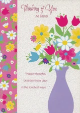 Purple Vase with Colorful Flowers Designer Greetings Thinking of You Easter Card