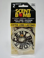 Scent Bomb Hanging Air Freshener Clean Cotton Scent 2 Pack NEW