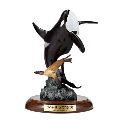 Kaiyodo Nature Tales Orca & Sea Lion Limited Art Sculpture Painted Statue New