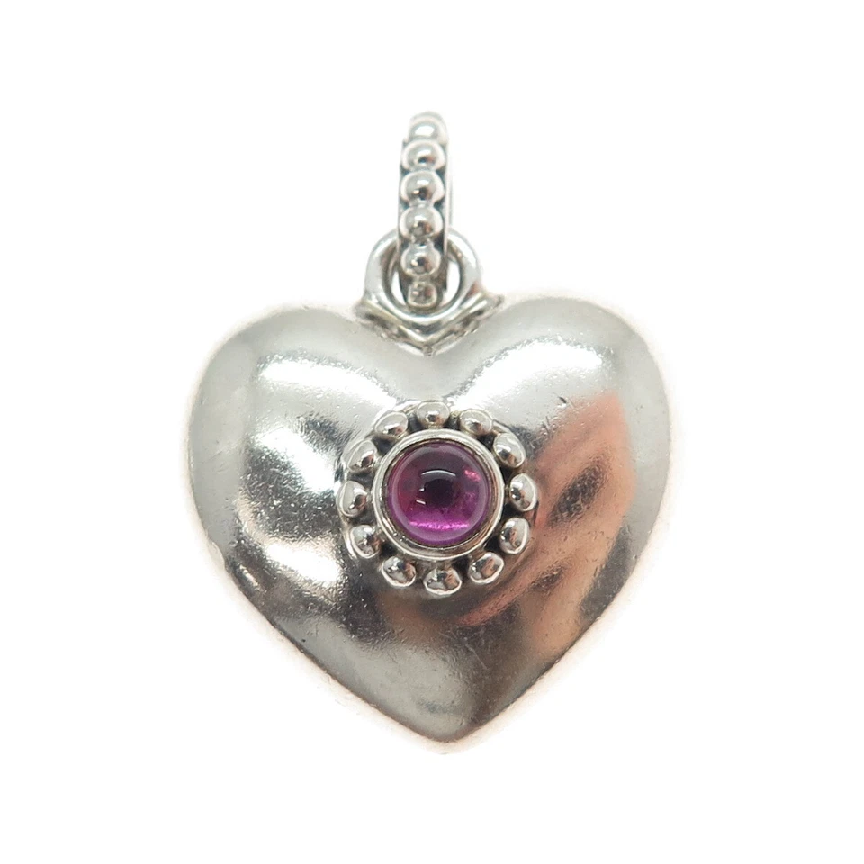 PANDORA Sterling Silver Real Round-Cut Amethyst Treasured Heart Locket Pendant - Image 4 of 4