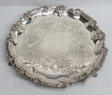 1803-04 LONDON WILLIAM BATEMAN STERLING SILVER 13" FOOTED SALVER TRAY