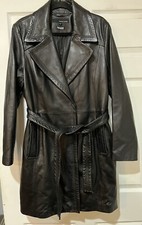 NWOT Wilsons Leather Sz XL Belted Snap Long Leather Black Jacket w/Thinsulate