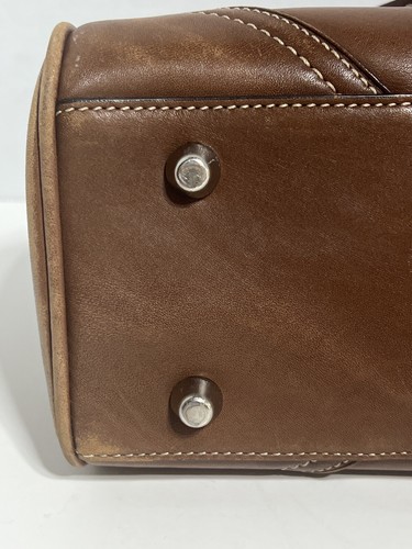 🔥 COACH Satchel Hamptons Whiskey Brown Leather Footed Handbag F11199 - Picture 7 of 20