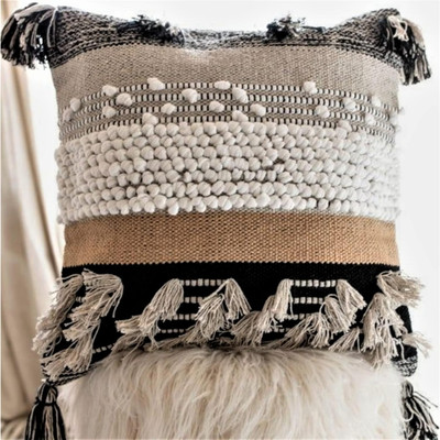 Throw Boho Pillow Cover, 18 X18  Bohemian Moroccan Rustic Decorative Pillows wit