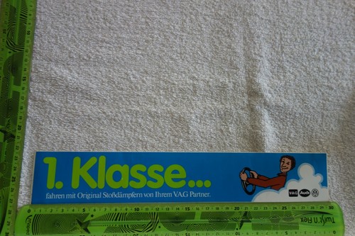 Alter Aufkleber Automobil V.A.G VW 1. Klasse Stoßdämpfer