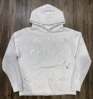 Revenge XXX Skull Hoodie White Reflective Mens Medium (Fits Large