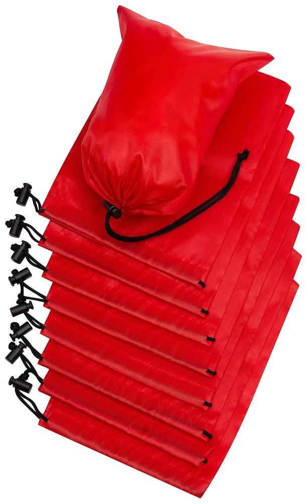 Drawstring Bag - Nylon Cinch and Ditty Stuff Pouch with 6 x 8 - 12 pack Red