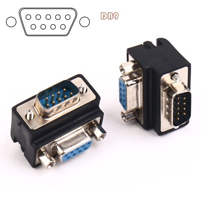 xiwai DB9P - Adattatore di prolunga per porta seriale D-Sub 9 pin RS232 da maschio a femmina, angolato a 90 gradi