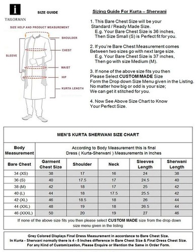 Indian Design Kurta Sherwani for Men 2pc Suit - Worldwide Postage - Picture 16 of 21