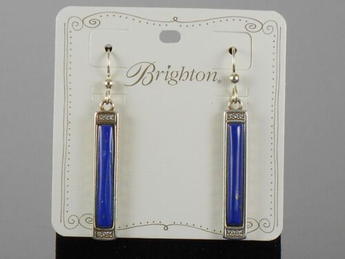 Brighton Silver Plated Semi-Precious LAPIS BAR Blue French Wire Drop Earrings