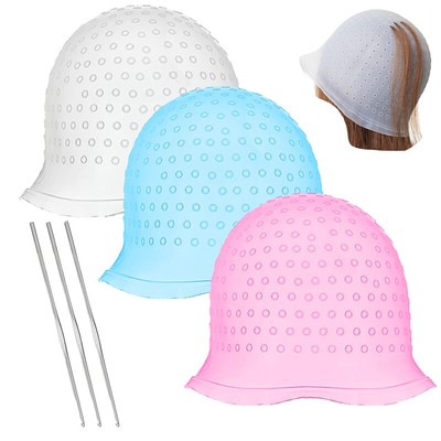 Reusable Hair Cap Salon Highlighting Tinting Hairdressing Streaking Silicone Hat