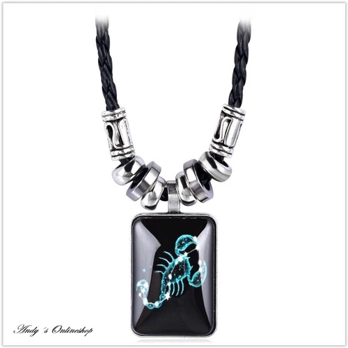 Sternzeichen Leder Halskette mit Anhänger Kette 12 Sternzeichen Geschenk Unisex - Bild 13 von 21