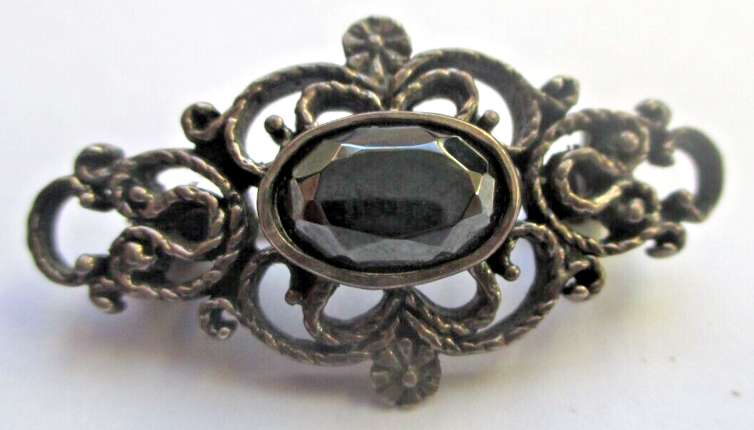 Broche Vintage élégante En Forme De Petite Main Avec Cristaux - Modèle 5033, Occasion Patinée, Bijou Ancien
