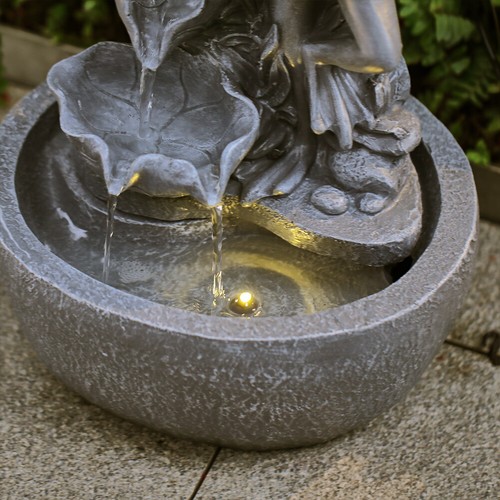 Solar Power Garden Fountain LED Light Water Feature Frog Statue Cascading Decor - Picture 4 of 8
