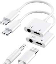 [Apple MFi Certified] 2 Pack Headphone Adapter for iPhone, 2 in 1 Lightning to..