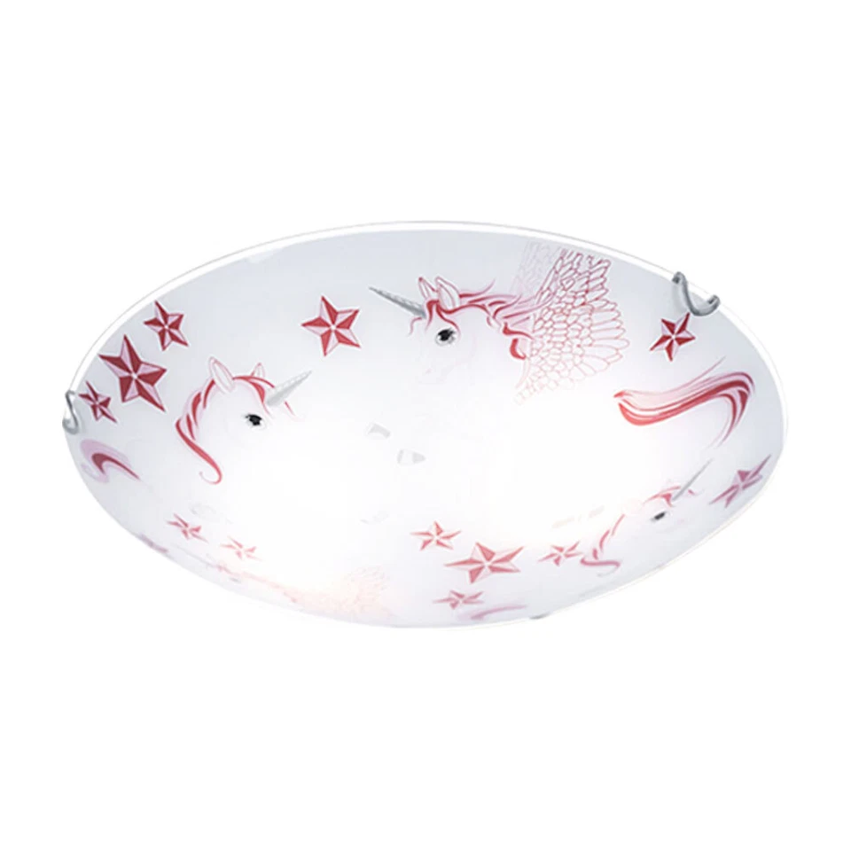 LED Fille Couvrir Lampe Licorne Étoiles Enfants Chambre Verre Lampe Rose Blanc - Photo 2/4