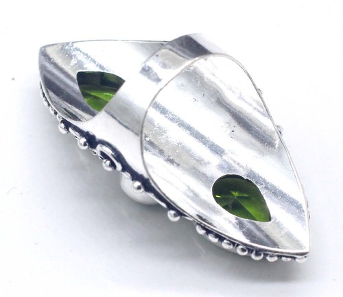 Green Peridot Handmade 925 Sterling Silver Statement Ring-Mother's Day Gift - Picture 6 of 6