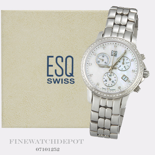 Authentic Ladies ESQ Swiss Stainless Luxe Diamond Chronograph Watch