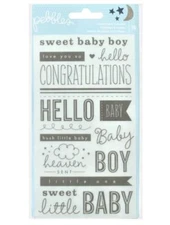 Pebbles SWEET BABY BOY Watermark Rub Ons Phrases American Crafts