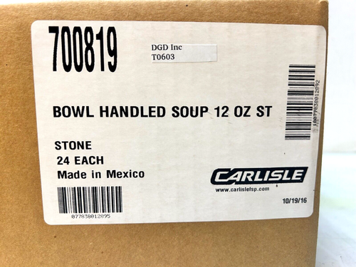Lot Of 24 Carlisle 12oz Handled Soup Bowls (Stone) T0603 - Picture 2 of 6