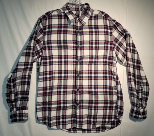 Camicia uomo Uniqlo media a quadri in flanella manica lunga con bottoni cotone