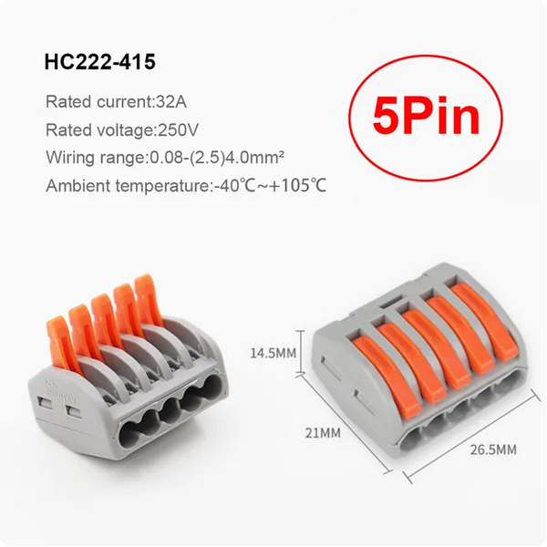 Borne Connexion Electrique,Huybaa 30pcs Type T Connecteur De Fil Compact,Blocs De Connecteurs électriques à 3 Ports,Conducteur Compact Fil Connecteurs Ressort Bornier,connecteur Electrique