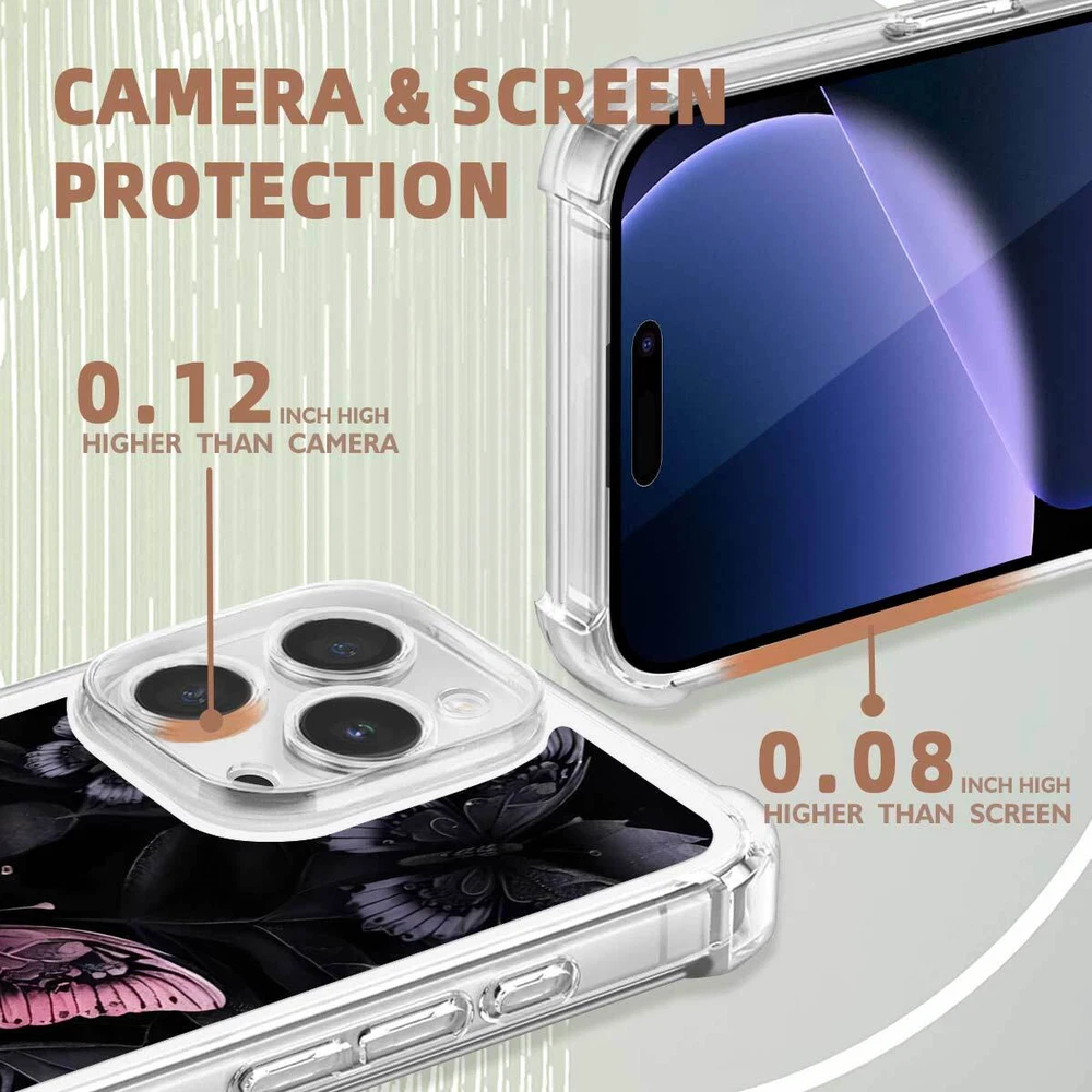 iPhone 14 Pro Max 15 16 Plus Samsung A56 A16 Butterfly TPU Case