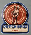 DUTCH Bros STICKER Passion PEACE Positivity TRANSMITTING 1992 OLD Design RARE