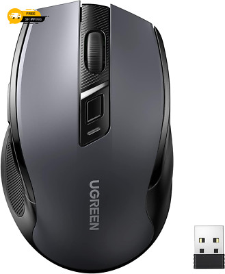UGREEN Wireless Mouse 2.4G with USB Receiver, 5-Level 4000 DPI 6 Black