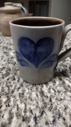 Rowe Pottery Works Love Heart  Mug 1992 Salt Glazed Pottery