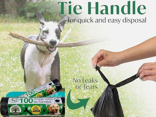 Bolsa grande para caca de perros con asas de amarre bolsa para recoger residuos de perros (24 X 50) 1200 bolsas - Imagen 7 de 10