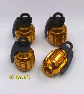×4 Reifen Ventil Staubkappen Granate Auto Fahrrad Van Motorrad Legierung Gold 