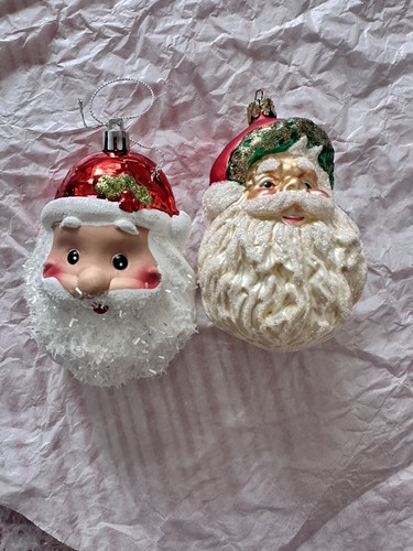 #1D Juego de 2 adornos vintage de Navidad para la cara de Papá Noel - Imagen 1 de 9