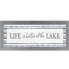 Life Is Better at the Lake – Long Framed Wall Art | Rustic Lakehouse Decor