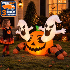 4FT Inflatable Halloween Decoration Outdoor, Blow Pumpkin Spider Yard Decor
